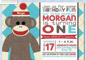 Sock Monkey Invitations 1st Birthday sock Monkey 1st Birthday Invitations Cimvitation