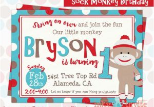 Sock Monkey Invitations 1st Birthday sock Monkey Birthday 1st Birthday Monkey Invitation Twins