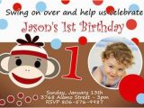 Sock Monkey Invitations 1st Birthday sock Monkey Birthday Party Invitation 1st Baby Shower C2