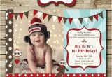 Sock Monkey Invitations 1st Birthday sock Monkey Birthday Party Photo Invitation by