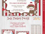 Sock Monkey Invitations 1st Birthday sock Monkey Invitation Instant Download Edit In Adobe