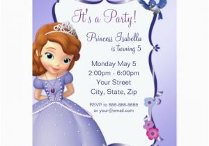 Sofia the First Birthday Card Template sofia the First Birthday Invitation Zazzle Ca