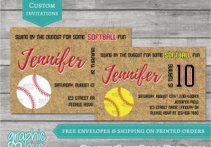 Softball Birthday Invitations Fastpitch softball Birthday Invitations Yellow or White