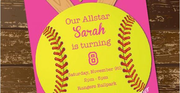 Softball Birthday Invitations softball Invitation Birthday Invitation softball Invite