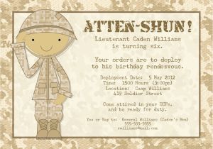 Soldier Birthday Party Invitations Bear River Photo Greetings soldier Birthday Party Invitation