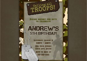 Soldier Birthday Party Invitations Military Camouflage Birthday Party Invitations Printable File