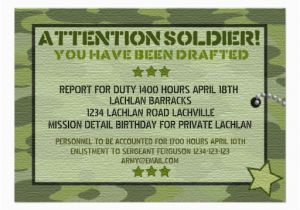 Soldier Birthday Party Invitations Personalized Recruit Invitations Custominvitations4u Com