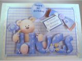 Son First Birthday Card Boys First Birthday Card Cute Teddy Handmade Folksy