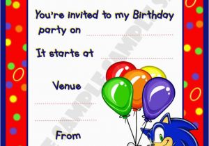 Sonic Birthday Party Invitations sonic Birthday Invitations Best Party Ideas