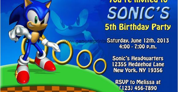 Sonic the Hedgehog Birthday Invitations sonic the Hedgehog Invitations Birthday Party Invites