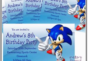 Sonic the Hedgehog Birthday Party Invitations 10 X Personalised Kids Birthday Party Invites sonic the