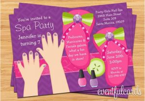 Spa Birthday Party Invitations for Kids Mani Pedi Spa Party Kids Birthday Invitation