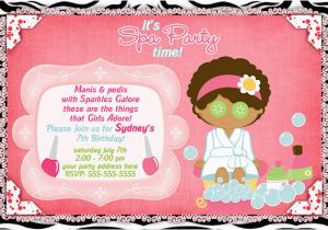 Spa Birthday Party Invites Customized Printable Spa Slumber Party Birthday Invitation