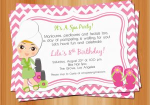 Spa Birthday Party Invites Printable Girl Spa Birthday Party Invitation Manicure