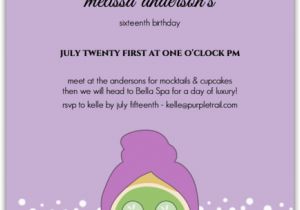 Spa Day Birthday Invitations Purple Spa Girl Birthday Party Invitation Sweet 16