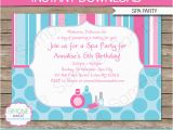 Spa themed Birthday Party Invitations Printable Spa Birthday Party Invitations Decorations