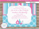Spa themed Birthday Party Invitations Printable Spa Birthday Party Invitations Decorations
