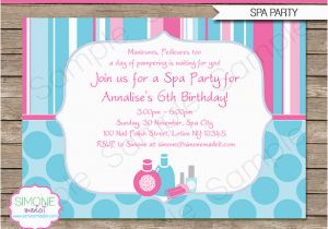 Spa themed Birthday Party Invitations Printable Spa Birthday Party Invitations Decorations