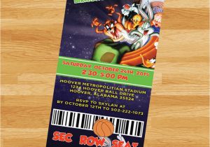 Space Jam Birthday Invitations Printable Space Jam Invitation Loonytoons Custom Birthday