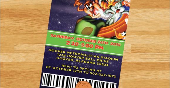 Space Jam Birthday Invitations Printable Space Jam Invitation Loonytoons Custom Birthday