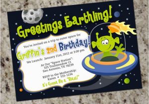 Spaceship Birthday Invitations Alien Birthday Party Invitations Space Alien Outer Space