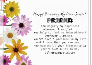 Special Friend Birthday Card Verses Happy Birthday My Dear Special Friend