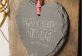 Special Gifts for Her 50th Birthday Engraved Heart Shaped Slate Hanging Keepsake Happy 50th