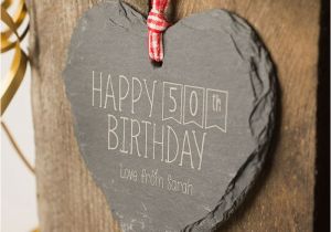 Special Gifts for Her 50th Birthday Engraved Heart Shaped Slate Hanging Keepsake Happy 50th