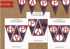 Spiderman Happy Birthday Banner Printable Free Spiderman Birthday Banner Etsy