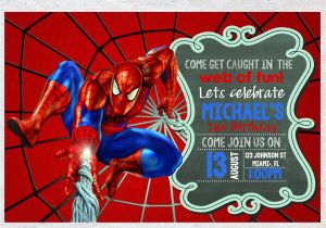 Spiderman Photo Birthday Invitations Spiderman Birthday Invitation Invite Chalkboard Chevron