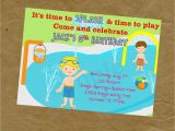Splash Pad Birthday Invitations Boys Splash Pad Birthday Party Invitation Digital or Printed