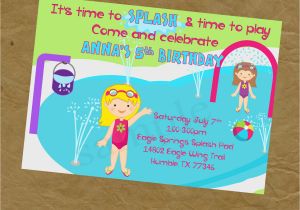 Splash Pad Birthday Invitations Girls Splash Pad Birthday Party Invitation Digital or