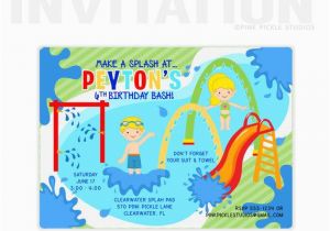 Splash Pad Birthday Invitations Splash Pad Invitations Water Park Birthday Party Spray Park