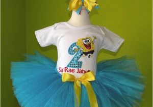 Spongebob Birthday Girl Outfit Mc Sponge Bob Girls Birthday Tutu Outfit Set by