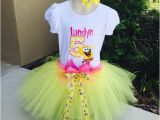 Spongebob Birthday Girl Outfit Spongebob Birthday Tutu Set Outfit with Tutu Personalized