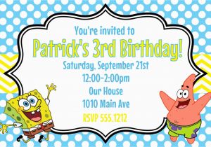 Spongebob Squarepants Birthday Invitations Spongebob Squarepants Birthday Party Invitation Printable 4×6
