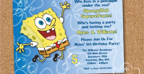 Spongebob Squarepants Birthday Invitations Spongebob Squarepants Birthday Party Printable Invitation