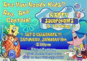 Spongebob Squarepants Printable Birthday Invitations Free Items Similar to Spongebob Invitation Printable Party
