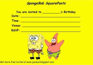 Spongebob Squarepants Printable Birthday Invitations Free Spongebob Squarepants Party Invitations