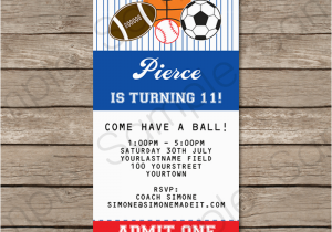 Sport Birthday Invitations All Star Sports Ticket Invitations Sports Invitations