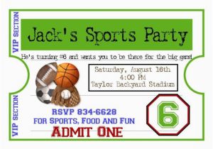 Sports Birthday Party Invitation Wording Personalized Sports Invitations Football Basketball soccer