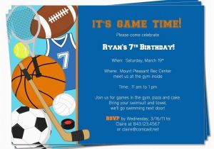 Sports Birthday Party Invitation Wording Printable Birthday Sports theme Invitation by