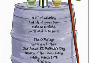 St Patrick S Day Birthday Invitations St Patrick 39 S Day Keg Party Invitation Beer Keg Green