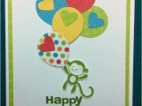 Stampin Up Childrens Birthday Cards Handmade Stampin 39 Up Kids Birthday Card Hanging Monkey