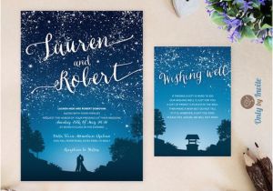 Starry Night Birthday Invitations Starry Night Wedding Invitation and Wishing Well Card Under