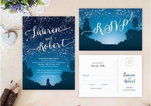 Starry Night Birthday Invitations Starry Night Wedding Invitations and Rsvp Cards Mountain