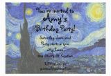 Starry Night Birthday Invitations Van Gogh Starry Night Invitation Zazzle