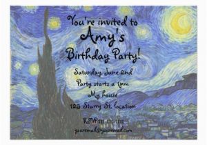 Starry Night Birthday Invitations Van Gogh Starry Night Invitation Zazzle