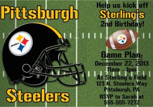 Steelers Birthday Invitations Pittsburgh Steelers Football Invitation or Thank You Card