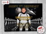 Stormtrooper Birthday Invitations Star Wars Birthday Invitation with Photo Darth Vader